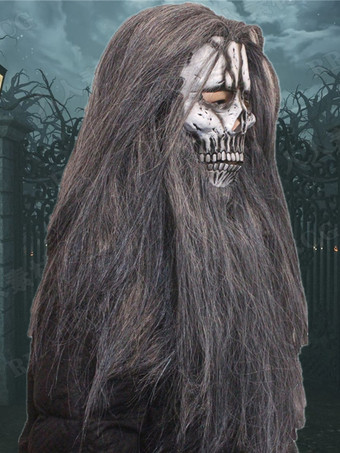 ハロウィン用の白髪の腐った骸骨マスク