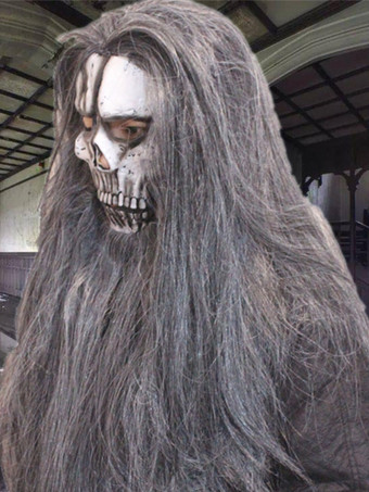ハロウィン用の白髪の腐った骸骨マスク