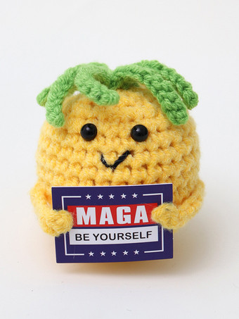 イエローハロウィンかぎ針編みのカボチャぬいぐるみ、手作りのかわいい編みぐるみ飾り