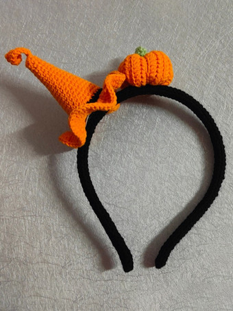 ハロウィン手作りかぎ針編みかぼちゃ帽子ヘッドバンドオレンジビーニー女の子用かわいいヘアアクセサリー