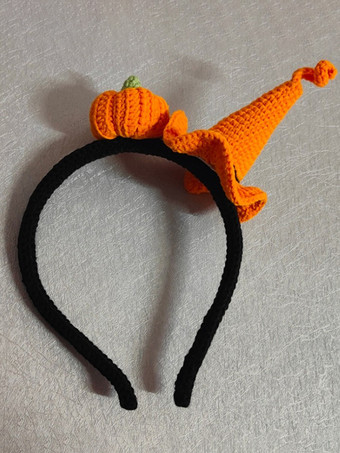 ハロウィン手作りかぎ針編みかぼちゃ帽子ヘッドバンドオレンジビーニー女の子用かわいいヘアアクセサリー