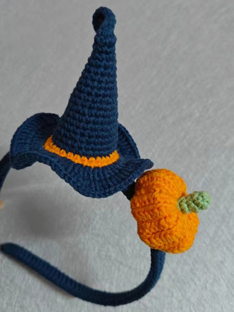 ハロウィン手作りかぎ針編みかぼちゃ帽子ヘッドバンドオレンジビーニー女の子用かわいいヘアアクセサリー