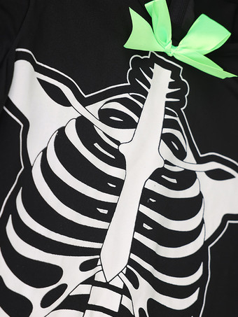 ハロウィン 光るスケルトンコスチューム 子供用 ブラックライト反応ジャンプスーツ 3Dボーンプリント