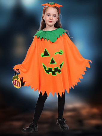ハロウィン 光るカボチャコスチュームセット 光るケープと帽子 トリック・オア・トリート フルセット