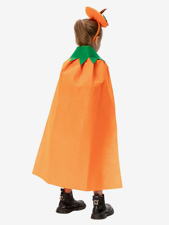 ハロウィン 子供用 パンプキンケープ オレンジ フラシ天 マント リーフフード付き かわいい トリック・オア・トリート コスチューム