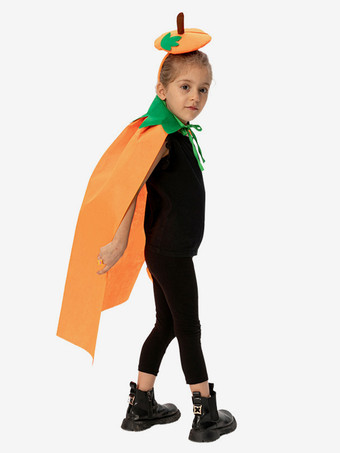 ハロウィン 子供用 パンプキンケープ オレンジ フラシ天 マント リーフフード付き かわいい トリック・オア・トリート コスチューム