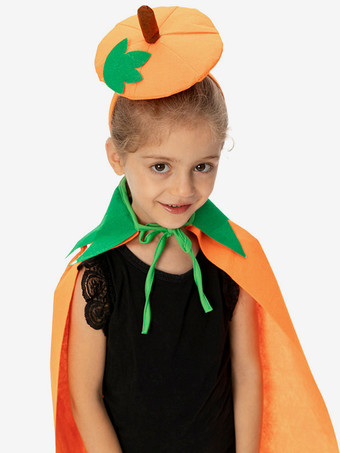 ハロウィン 子供用 パンプキンケープ オレンジ フラシ天 マント リーフフード付き かわいい トリック・オア・トリート コスチューム