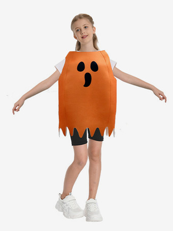 オレンジハロウィンファントムコスチュームゴーストジャンプスーツ 3Dホログラフィックプリント ステージ用コスプレ衣装