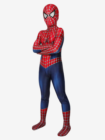 スパイダーマン子供コスプレ赤ジャンプスーツライクラスパンデックスキャットスーツ全身タイツ 2002 マーベル映画スパイダーマン子供のコスプレ衣装