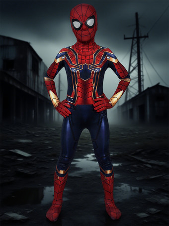 スパイダーマンホームカミングアイアンスパイダーキッズコスプレレッドライクラスパンデックスマーベルコミックコスプレコスチューム