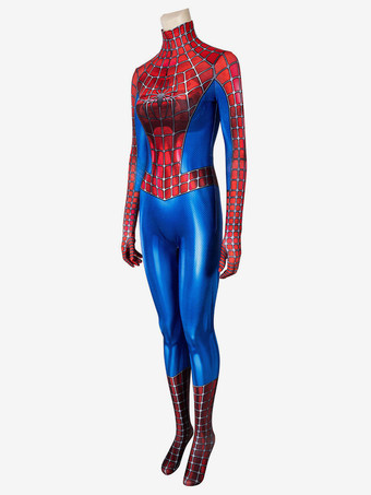 女性スパイダーマンコスチュームトゥアレッドスーパーヒーローライクラスパンデックスジャンプスーツキャットスーツ全身タイツ