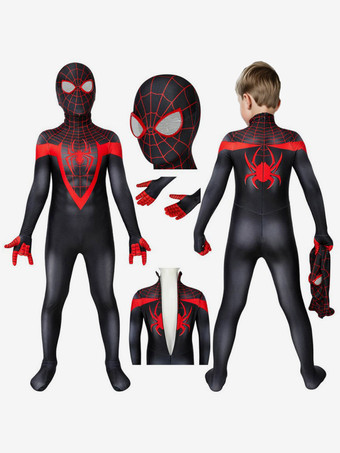 Superhero Cosplay Marvel Comics Kids PS5 Spider Man Miles Morales Zentai Jumpsuit Bodysuit Cosplay Costume