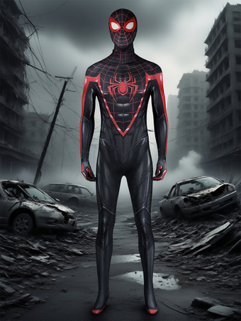 ブラックレッドスパイダーマン マイルズ・モラレス コスプレスーツ