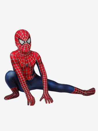 スパイダーマン子供コスプレ赤ジャンプスーツライクラスパンデックスキャットスーツ全身タイツ 2002 マーベル映画スパイダーマン子供のコスプレ衣装