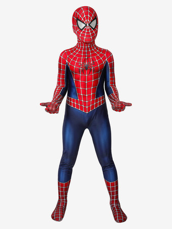 スパイダーマン子供コスプレ赤ジャンプスーツライクラスパンデックスキャットスーツ全身タイツ 2002 マーベル映画スパイダーマン子供のコスプレ衣装