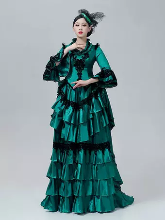 vintage high waisted dress Chinese style women long-sleeved dress vintage high-waisted horse skirt  Daily