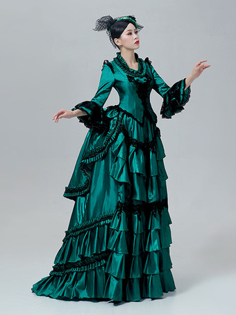 ビクトリア朝風レディースバスルドレス ハイウエストバスキン スペイン風ポリエステル レトロ フェスティバルドレス