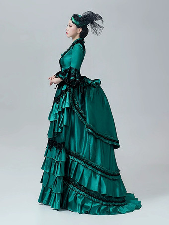 ビクトリア朝風レディースバスルドレス ハイウエストバスキン スペイン風ポリエステル レトロ フェスティバルドレス