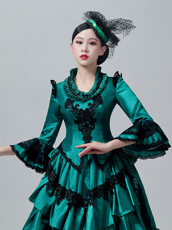 ビクトリア朝風レディースバスルドレス ハイウエストバスキン スペイン風ポリエステル レトロ フェスティバルドレス