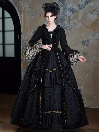ビクトリア朝ゴシックレディースドレス ジャカードポリエステル