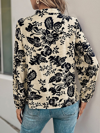 2025年秋冬向け、ヴィンテージフローラルプリントプリーツブラウス（長袖）