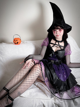 ハロウィン ゴシック 魔女 コスチューム レース ダーク フェアリー ロールプレイ ドレス
