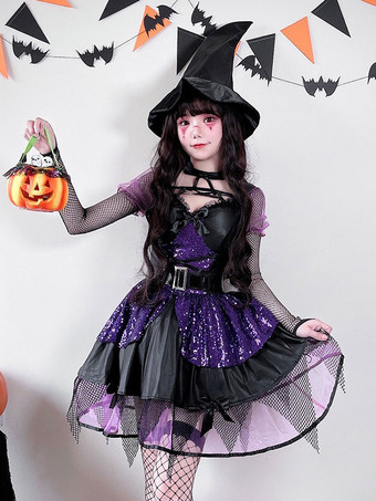 ハロウィン ゴシック 魔女 コスチューム レース ダーク フェアリー ロールプレイ ドレス