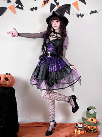 ハロウィン ゴシック 魔女 コスチューム レース ダーク フェアリー ロールプレイ ドレス