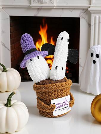 サニーゴーストの編みぐるみぬいぐるみ（カード付き）ハロウィンのデスクデコレーションとギフト