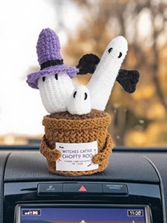 サニーゴーストの編みぐるみぬいぐるみ（カード付き）ハロウィンのデスクデコレーションとギフト