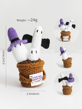 サニーゴーストの編みぐるみぬいぐるみ（カード付き）ハロウィンのデスクデコレーションとギフト