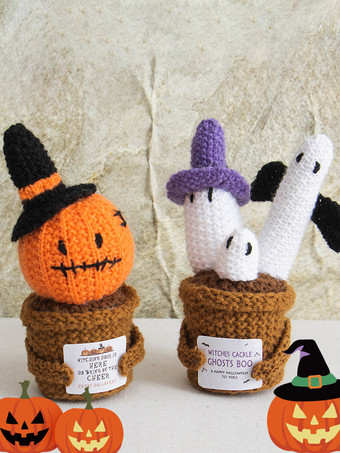 サニーゴーストの編みぐるみぬいぐるみ（カード付き）ハロウィンのデスクデコレーションとギフト