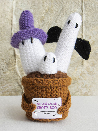 サニーゴーストの編みぐるみぬいぐるみ（カード付き）ハロウィンのデスクデコレーションとギフト