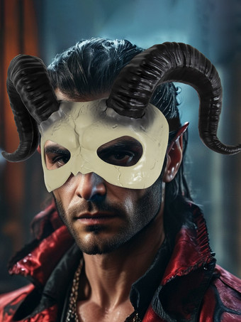 ハロウィン ハーフフェイスマスク ホワイトデーモン コスチュームアクセサリー パーティー ロールプレイ小道具