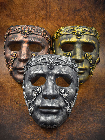 ハロウィン 古代ローマ剣闘士マスク ブロンズ フルフェイスヘルメット 歴史再現小道具