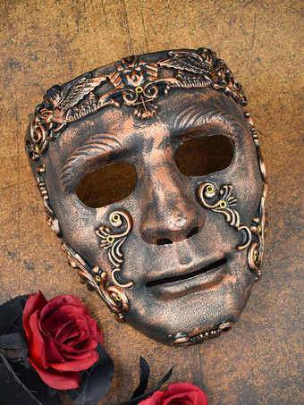 ハロウィン 古代ローマ剣闘士マスク ブロンズ フルフェイスヘルメット 歴史再現小道具