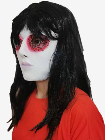 ハロウィーンのホラーマスク 腐った顔と黒髪