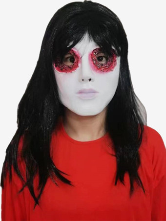 ブラック ハロウィーンのホラーマスク 腐った顔と黒髪