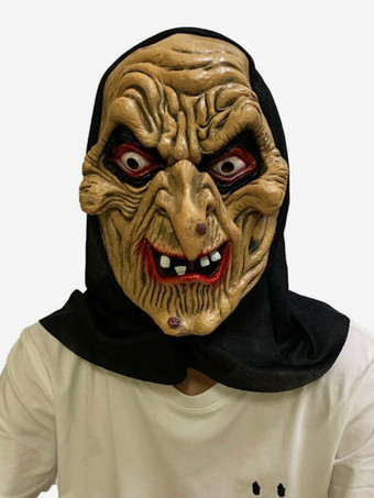 ブラウンハロウィンホラーマスク 黒布ゴーストフード 恐ろしいコスチュームアクセサリー ハロウィンいたずら用