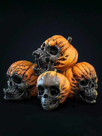 ハロウィン 不吉なカボチャの頭蓋骨 装飾 樹脂製 工芸品 4個パック 屋外用ガーデンステークス 芝生のお化け屋敷用
