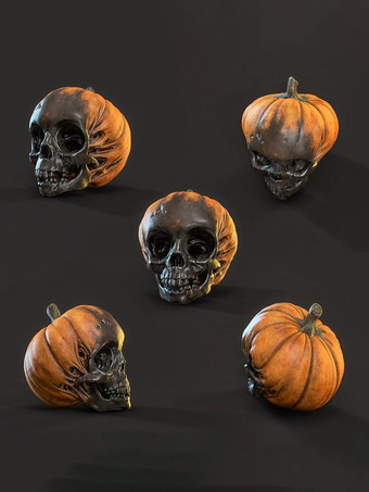 ハロウィン 不吉なカボチャの頭蓋骨 装飾 樹脂製 工芸品 4個パック 屋外用ガーデンステークス 芝生のお化け屋敷用