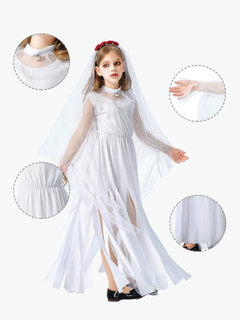 ハロウィン ゴシック ゴースト ブライドドレス 女の子用 ヴァンパイア 魔女 コスチューム