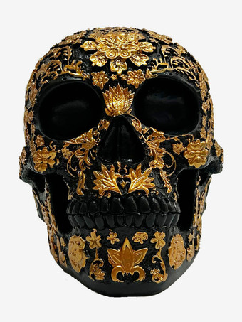 ゴールド ハロウィン フローラル スカル 彫刻 樹脂製 装飾 ゴシック ホーム バー センターピース