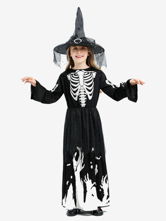 暗闇で光る魔女のハロウィンドレスコスチューム（子供用）