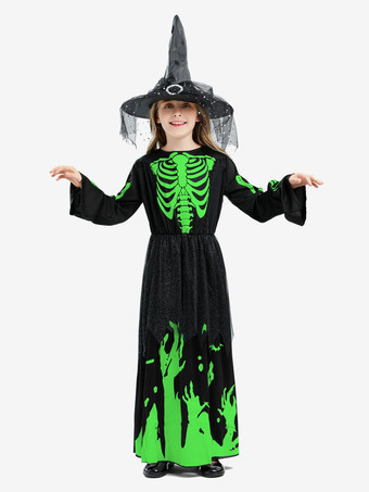 暗闇で光る魔女のハロウィンドレスコスチューム（子供用）