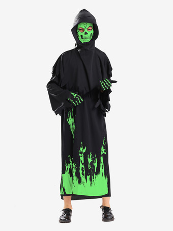 ハロウィン 光る死神コスチューム 子供用 ゴースト ジャンプスーツ ステージパフォーマンス衣装