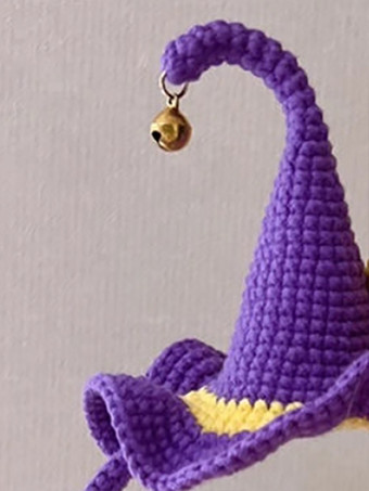 手編みのハロウィンヘッドドレス、魔女の帽子、ヘアクリップ、女の子向けの編みぐるみパーティーの記念品