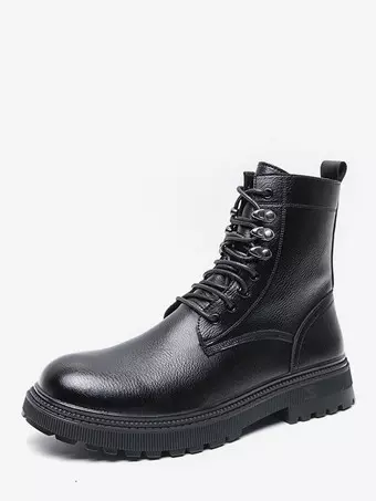 Mens Dress Boots Round-Toe Chunky Sole Lace-Up Formal Footwear Mens Dress Boots Round-Toe Chunky Sole Lace-Up Formal Footwear