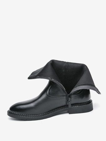 メンズショートブーツ ポインテッドトゥ レザー ジップアップブーツ ローヒール