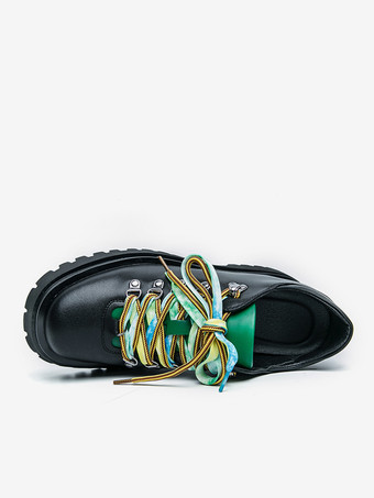 メンズカジュアルシューズ 滑り止めプラットフォームソール カラフルレース付き ストリートウェアシューズ